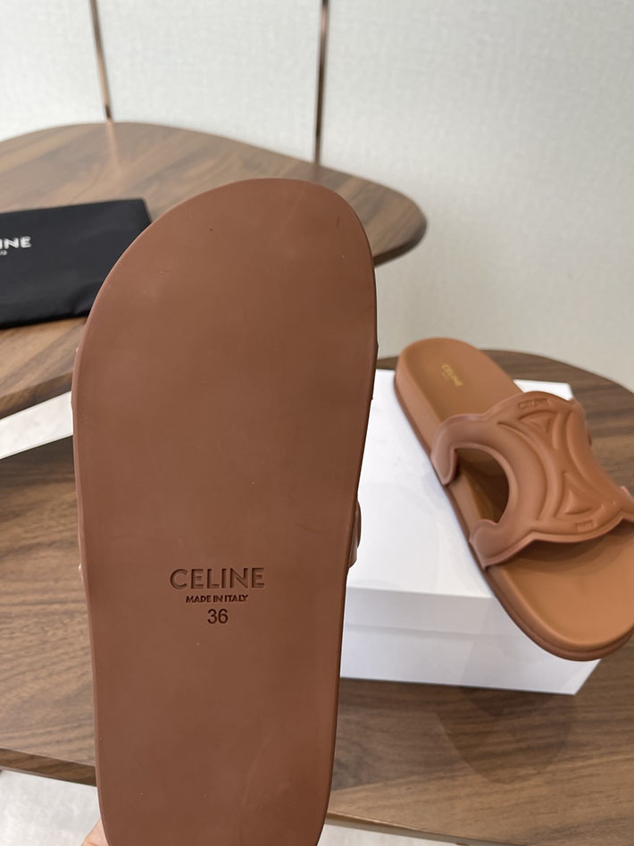 セリーヌ CELINE 靴 レディース トリオンフ スライド カーフスキン ベジタルタンニン ブラウン 2630545 セリーヌ サンダル 新作 - 画像 (2)