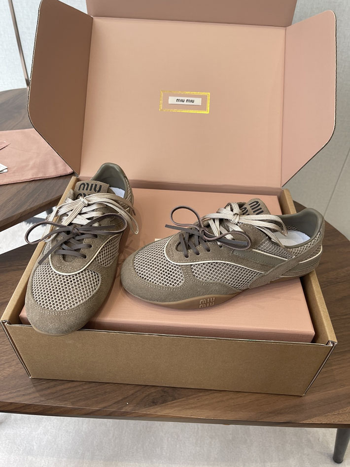 レディース ミュウミュウ MiuMiu ジムナジウム テクニカルファブリックxスエード スニーカー グレー 2630548 ミュウミュウ スニーカー レディース - 画像 (8)