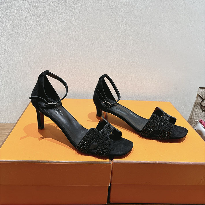 最高級エルメススーパーコピー HERMES サンダル オアジス ヒール 10.5cm 7cm 4.5cm ブラック 2631553 エルメス サンダル レディース - 画像 (9)