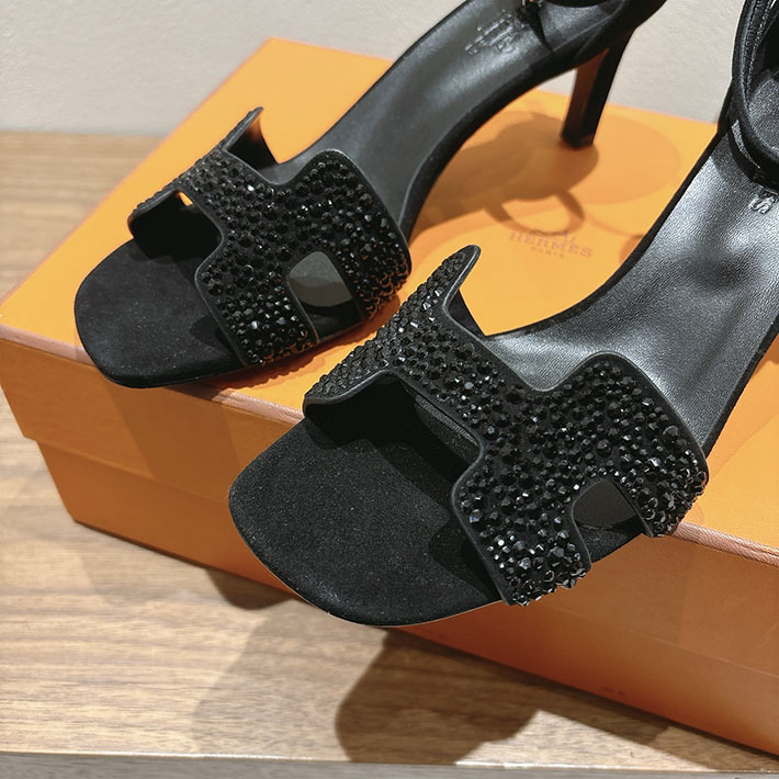 最高級エルメススーパーコピー HERMES サンダル オアジス ヒール 10.5cm 7cm 4.5cm ブラック 2631553 エルメス サンダル レディース - 画像 (4)
