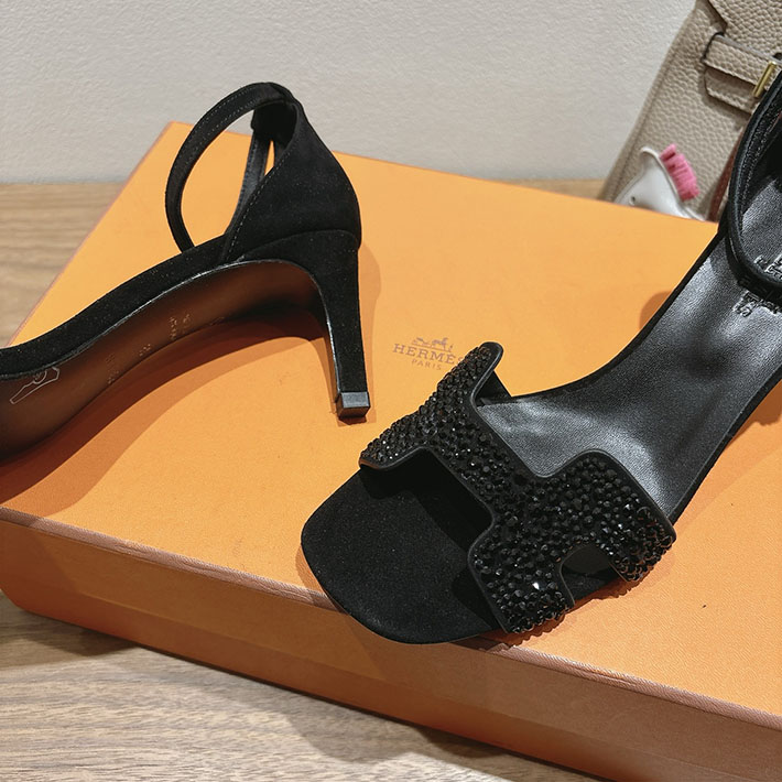 最高級エルメススーパーコピー HERMES サンダル オアジス ヒール 10.5cm 7cm 4.5cm ブラック 2631553 エルメス サンダル レディース - 画像 (3)