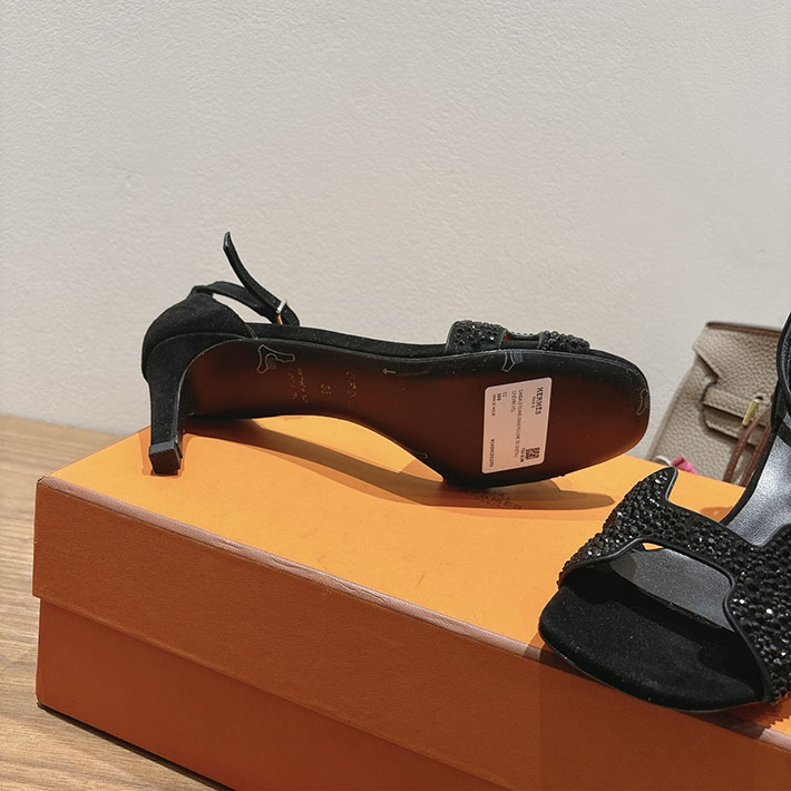 最高級エルメススーパーコピー HERMES サンダル オアジス ヒール 10.5cm 7cm 4.5cm ブラック 2631553 エルメス サンダル レディース - 画像 (2)