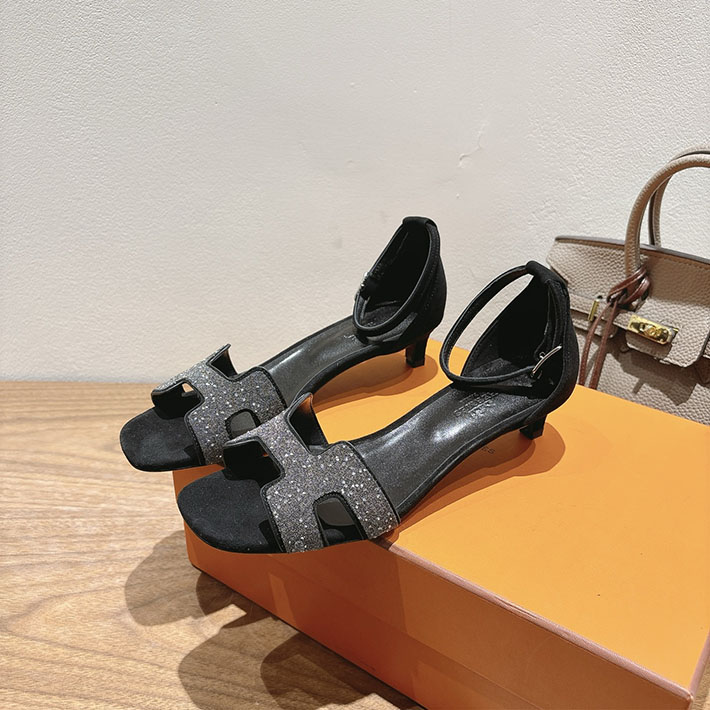 最高級エルメススーパーコピー HERMES サンダル オアジス ヒール 10.5cm 7cm 4.5cm ブラック 2631556 エルメス サンダル 新作 - 画像 (6)