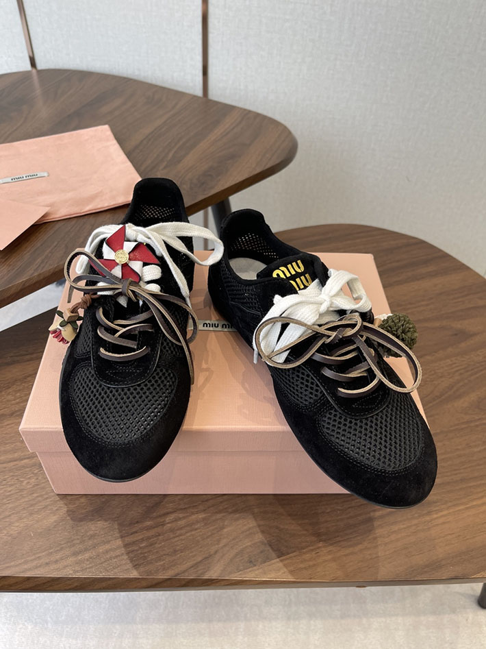 レディース ミュウミュウ MiuMiu ジムナジウムメッシュxスエードスニーカー ブラック 2630557 ミュウミュウ スニーカー アウトレット - 画像 (8)