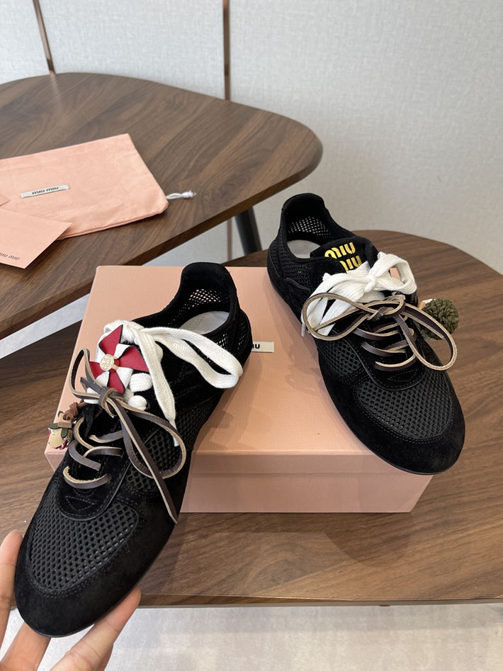 レディース ミュウミュウ MiuMiu ジムナジウムメッシュxスエードスニーカー ブラック 2630557 ミュウミュウ スニーカー アウトレット - 画像 (7)