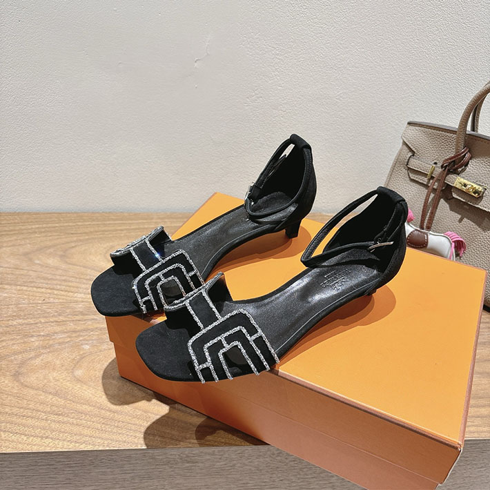最高級エルメススーパーコピー HERMES サンダル オアジス ヒール 10.5cm 7cm 4.5cm ブラック 2631557 エルメス 靴 レディース - 画像 (6)