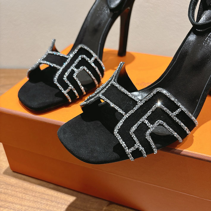 最高級エルメススーパーコピー HERMES サンダル オアジス ヒール 10.5cm 7cm 4.5cm ブラック 2631557 エルメス 靴 レディース - 画像 (3)