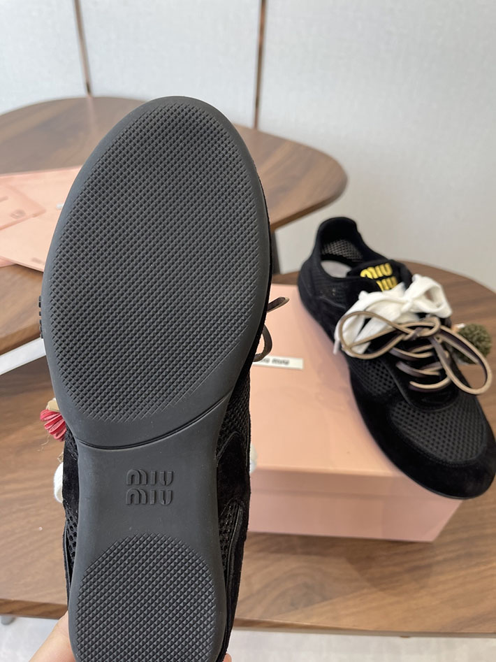 レディース ミュウミュウ MiuMiu ジムナジウムメッシュxスエードスニーカー ブラック 2630557 ミュウミュウ スニーカー アウトレット - 画像 (2)