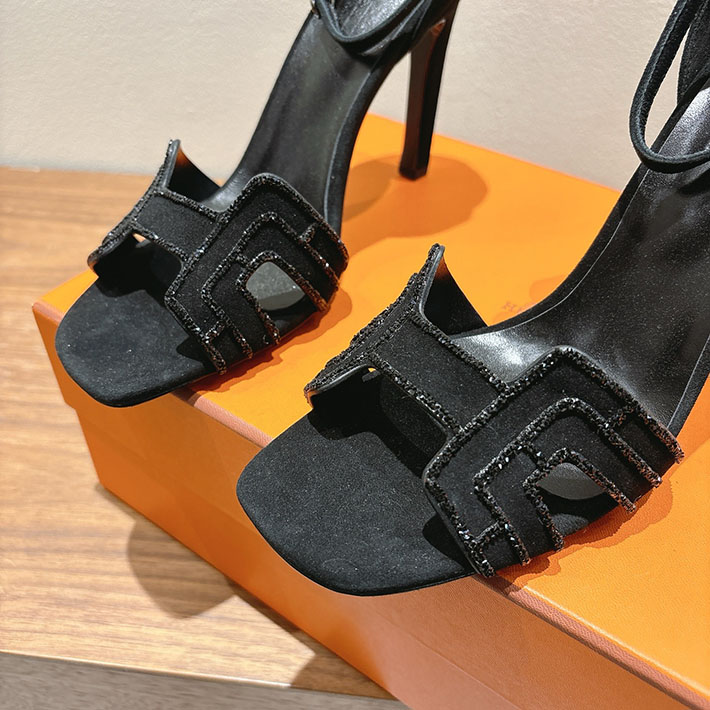 最高級エルメススーパーコピー HERMES サンダル オアジス ヒール 10.5cm 7cm 4.5cm ブラック 2631558 エルメス 靴 アウトレット - 画像 (3)