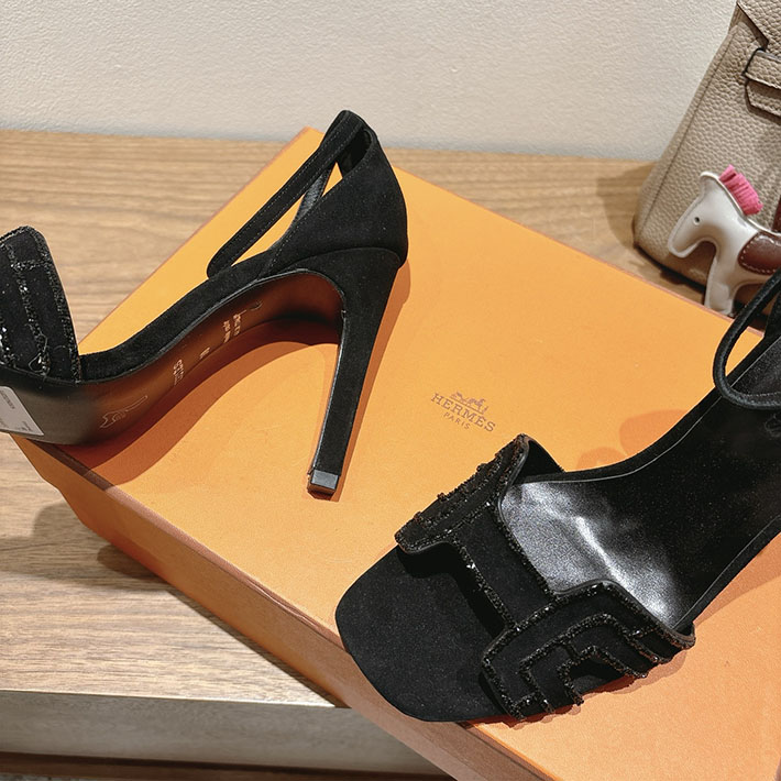 最高級エルメススーパーコピー HERMES サンダル オアジス ヒール 10.5cm 7cm 4.5cm ブラック 2631558 エルメス 靴 アウトレット - 画像 (2)