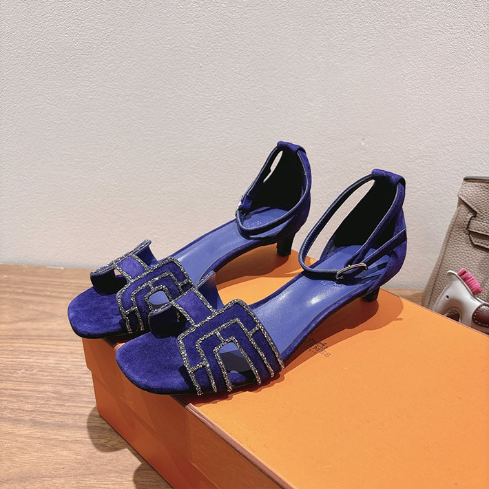 最高級エルメススーパーコピー HERMES サンダル オアジス ヒール 10.5cm 7cm 4.5cm ブルー 2631561 エルメス 靴 セール - 画像 (5)