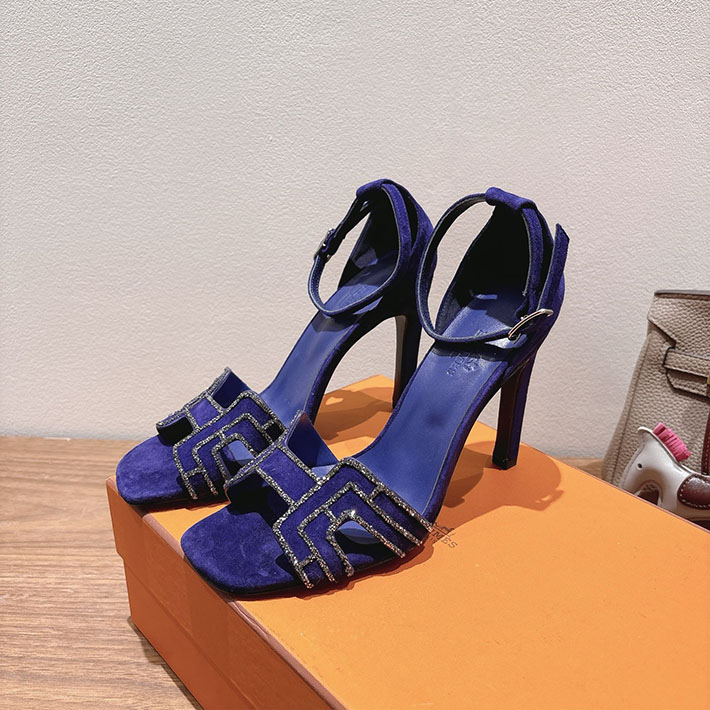 最高級エルメススーパーコピー HERMES サンダル オアジス ヒール 10.5cm 7cm 4.5cm ブルー 2631561 エルメス 靴 セール - 画像 (4)