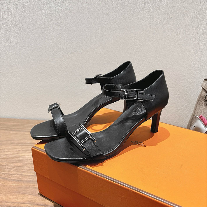 最高級エルメススーパーコピー HERMES サンダル リヴ ヒール 10.5cm 7cm 4.5cm ブラック 2631565 エルメス 靴 安い - 画像 (5)
