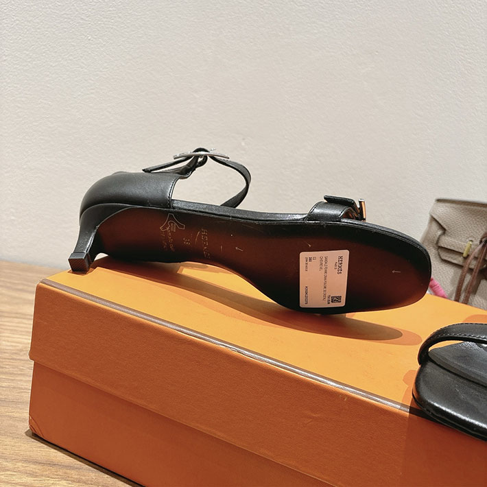 最高級エルメススーパーコピー HERMES サンダル リヴ ヒール 10.5cm 7cm 4.5cm ブラック 2631565 エルメス 靴 安い - 画像 (2)
