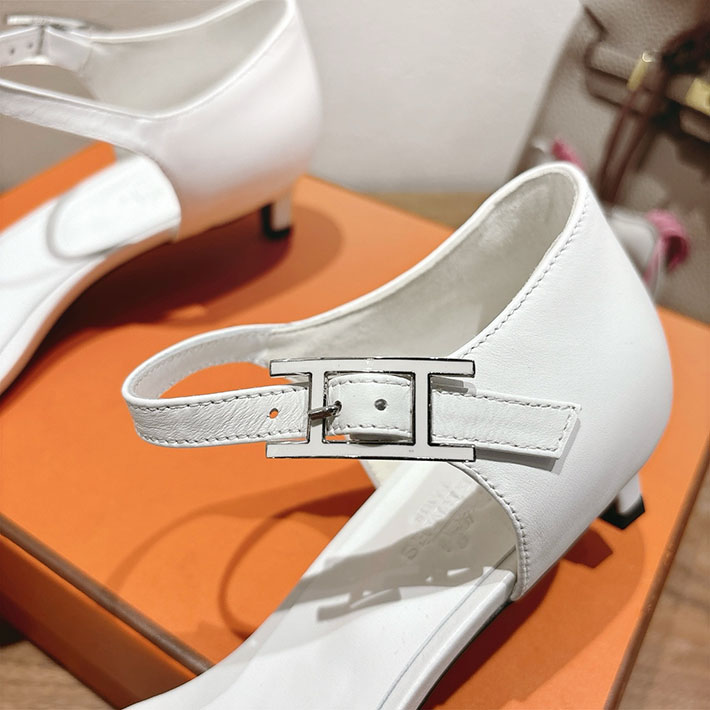 最高級エルメススーパーコピー HERMES サンダル リヴ ヒール 10.5cm 7cm 4.5cm ホワイト 2631566 エルメス 靴 アウトレット - 画像 (2)