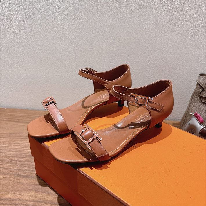 最高級エルメススーパーコピー HERMES サンダル リヴ ヒール 10.5cm 7cm 4.5cm ブラウン 2631567 エルメス 靴 レディース - 画像 (6)