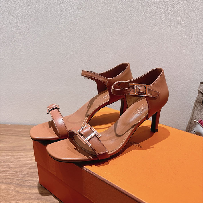 最高級エルメススーパーコピー HERMES サンダル リヴ ヒール 10.5cm 7cm 4.5cm ブラウン 2631567 エルメス 靴 レディース - 画像 (5)