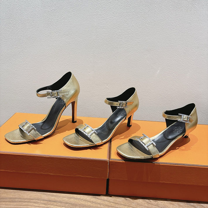 最高級エルメススーパーコピー HERMES サンダル リヴ ヒール 10.5cm 7cm 4.5cm ゴールド 2631569 HERMES サンダル 安い - 画像 (8)
