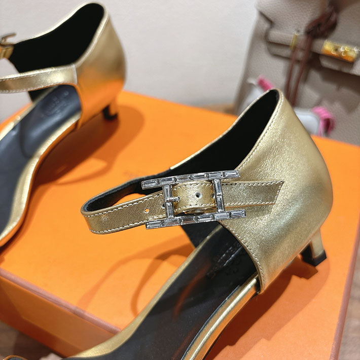 最高級エルメススーパーコピー HERMES サンダル リヴ ヒール 10.5cm 7cm 4.5cm ゴールド 2631569 HERMES サンダル 安い - 画像 (3)