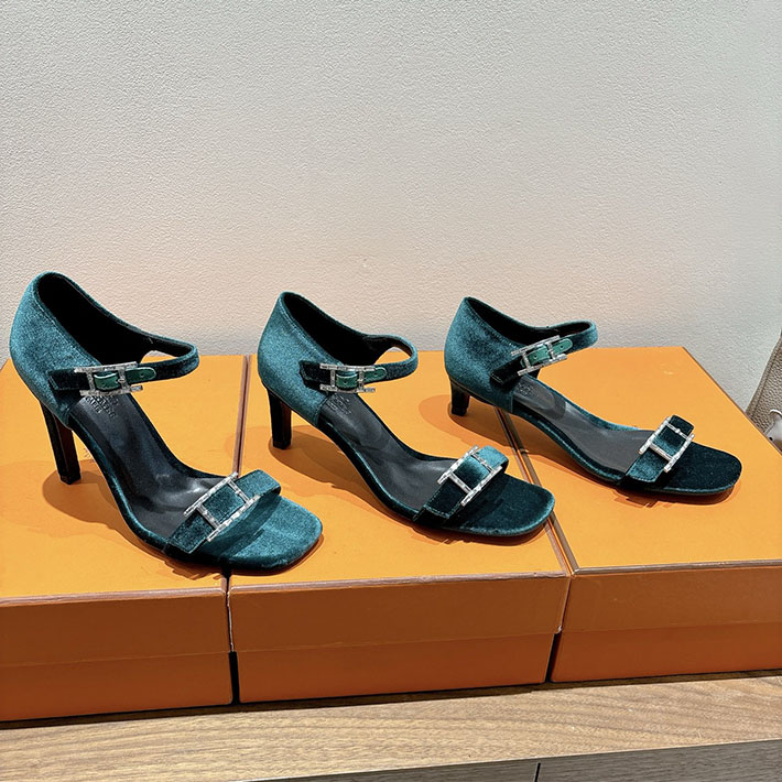 最高級エルメススーパーコピー HERMES サンダル リヴ ヒール 10.5cm 7cm 4.5cm グリーン 2631571 HERMES サンダル 定価 - 画像 (9)