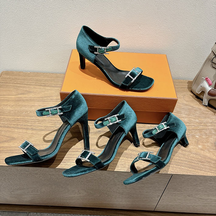 最高級エルメススーパーコピー HERMES サンダル リヴ ヒール 10.5cm 7cm 4.5cm グリーン 2631571 HERMES サンダル 定価 - 画像 (7)