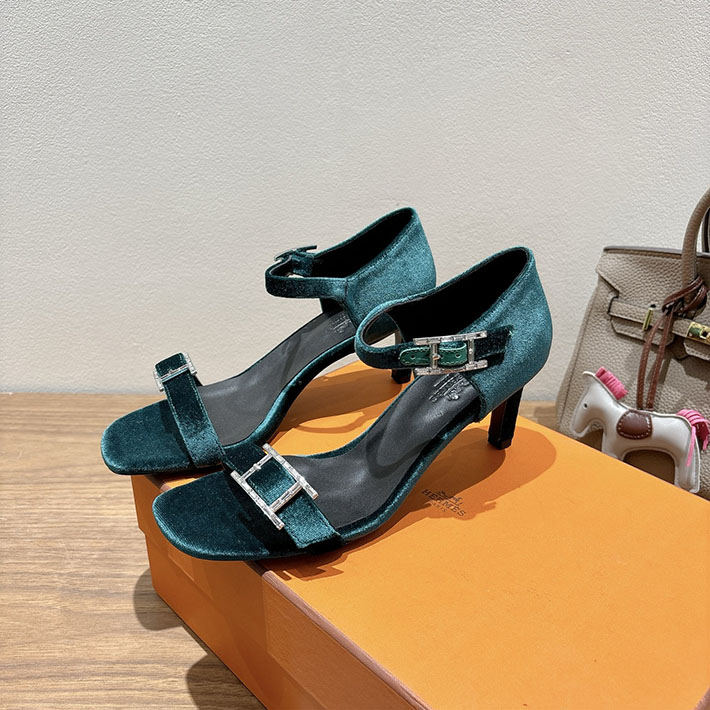 最高級エルメススーパーコピー HERMES サンダル リヴ ヒール 10.5cm 7cm 4.5cm グリーン 2631571 HERMES サンダル 定価 - 画像 (6)