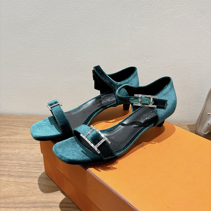 最高級エルメススーパーコピー HERMES サンダル リヴ ヒール 10.5cm 7cm 4.5cm グリーン 2631571 HERMES サンダル 定価 - 画像 (5)