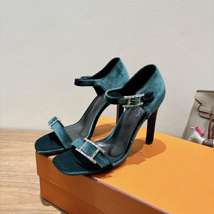 最高級エルメススーパーコピー HERMES サンダル リヴ ヒール 10.5cm 7cm 4.5cm グリーン 2631571 HERMES サンダル 定価 - 画像 (4)
