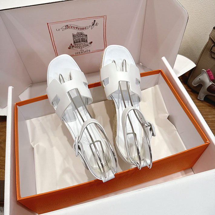 最高級エルメススーパーコピー HERMES エスパドリーユ エルダ ヒール ホワイト H231307Zv90380 HERMES 靴 サンダル - 画像 (9)