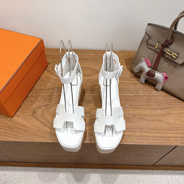 最高級エルメススーパーコピー HERMES エスパドリーユ エルダ ヒール ホワイト H231307Zv90380 HERMES 靴 サンダル - 画像 (8)