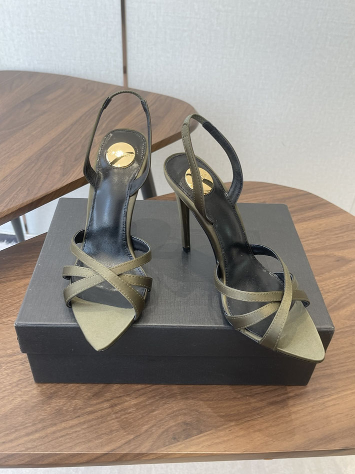 最高級サンローランスーパーコピー Saint Laurent シャンデル サンダル サテンクレープ カーキ 2630574 サン ローラン 靴 アウトレット - 画像 (8)