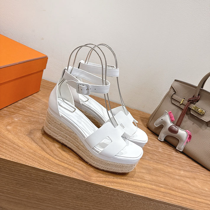 最高級エルメススーパーコピー HERMES エスパドリーユ エルダ ヒール ホワイト H231307Zv90380 HERMES 靴 サンダル - 画像 (7)