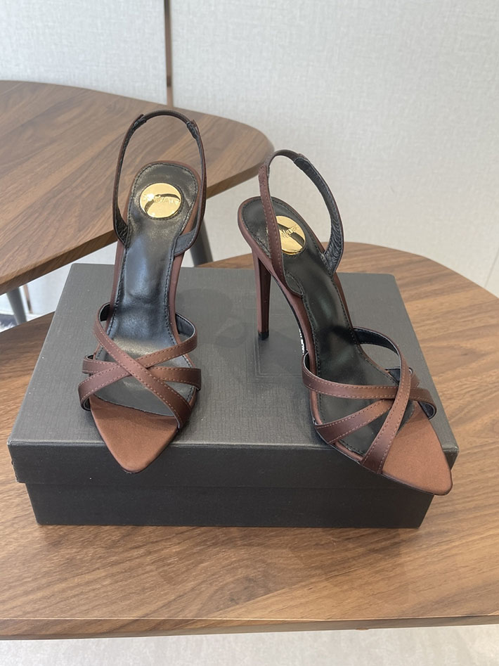 最高級サンローランスーパーコピー Saint Laurent シャンデル サンダル サテンクレープ ブラウン 2630575 サンローラン ヒール レディース - 画像 (7)
