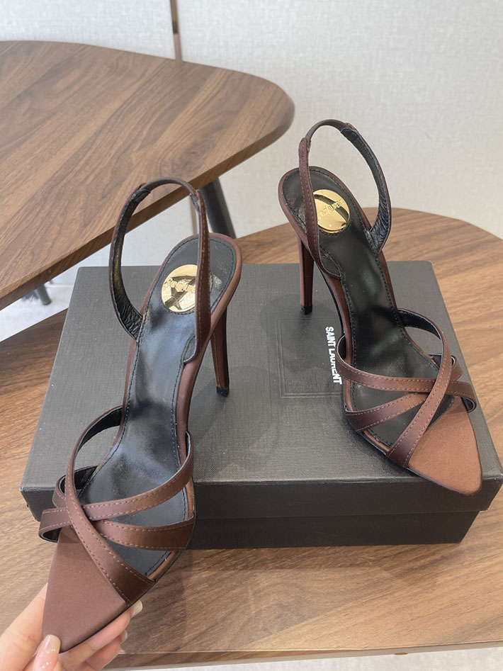 最高級サンローランスーパーコピー Saint Laurent シャンデル サンダル サテンクレープ ブラウン 2630575 サンローラン ヒール レディース - 画像 (6)