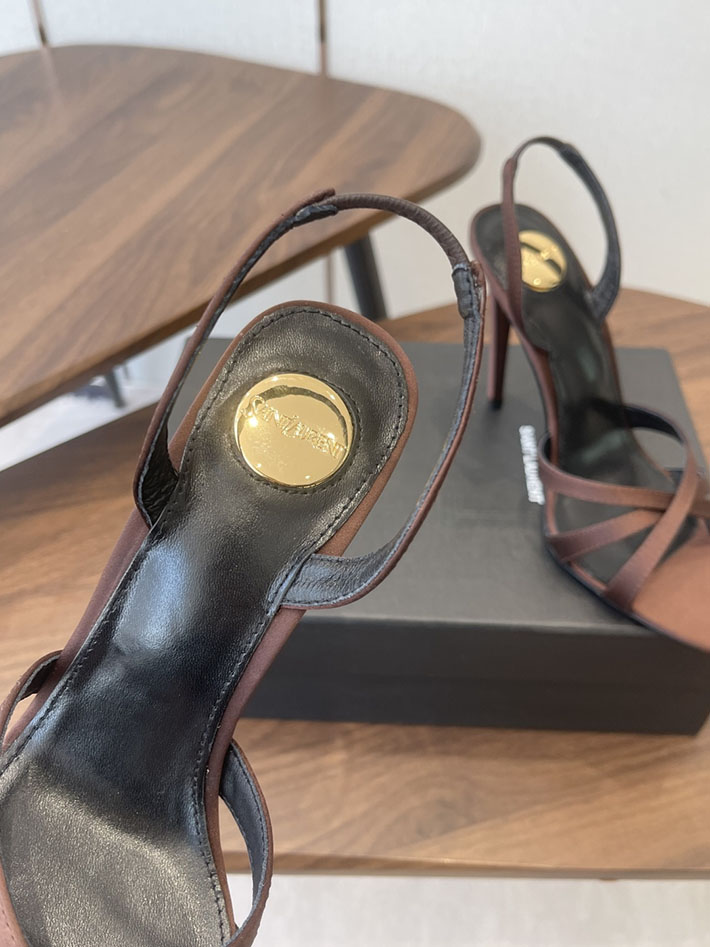 最高級サンローランスーパーコピー Saint Laurent シャンデル サンダル サテンクレープ ブラウン 2630575 サンローラン ヒール レディース - 画像 (4)