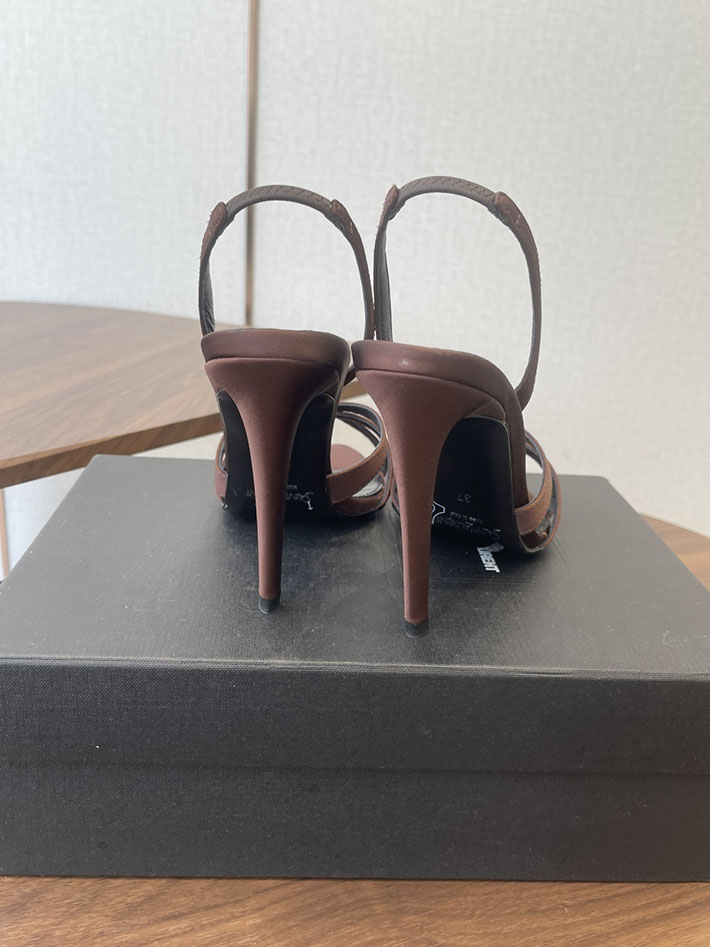 最高級サンローランスーパーコピー Saint Laurent シャンデル サンダル サテンクレープ ブラウン 2630575 サンローラン ヒール レディース - 画像 (3)