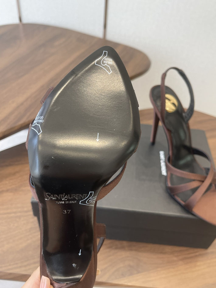 最高級サンローランスーパーコピー Saint Laurent シャンデル サンダル サテンクレープ ブラウン 2630575 サンローラン ヒール レディース - 画像 (2)
