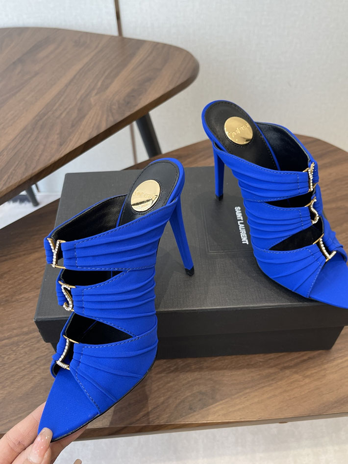 最高級サンローランスーパーコピー Saint Laurent サンダル エミリー ミュール サテンクレープ ブルー 2630577 サンローラン 靴 レディース - 画像 (9)