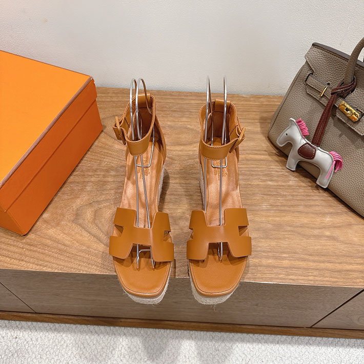 最高級エルメススーパーコピー HERMES エスパドリーユ エルダ 靴・シューズ ヒール ゴールド 2631577 HERMES 靴 サンダル - 画像 (8)