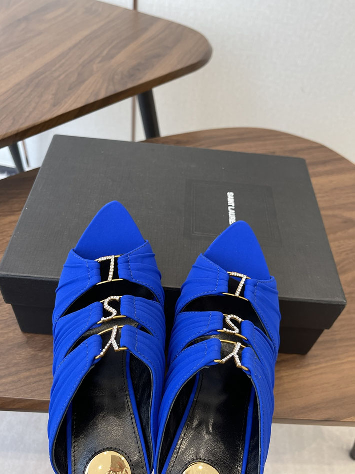最高級サンローランスーパーコピー Saint Laurent サンダル エミリー ミュール サテンクレープ ブルー 2630577 サンローラン 靴 レディース - 画像 (8)