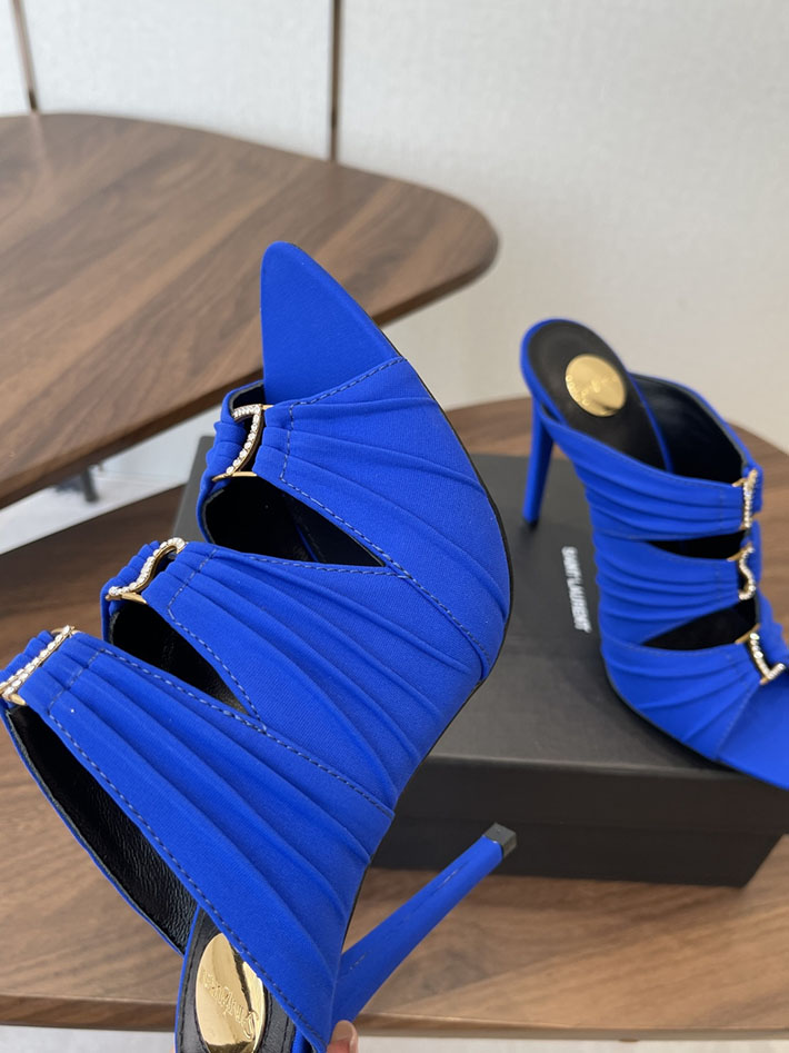最高級サンローランスーパーコピー Saint Laurent サンダル エミリー ミュール サテンクレープ ブルー 2630577 サンローラン 靴 レディース - 画像 (7)