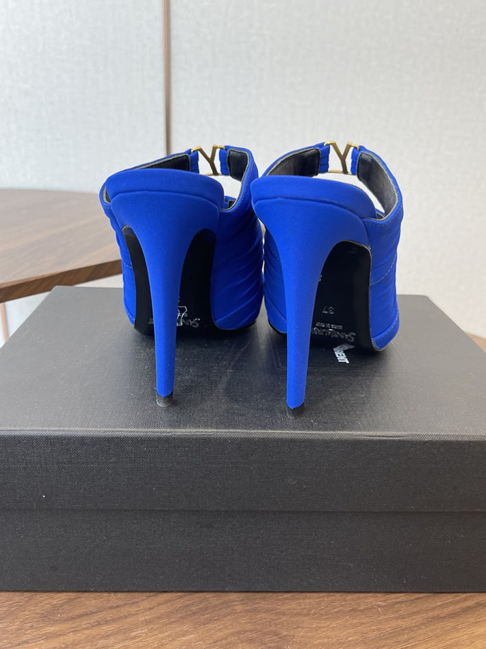 最高級サンローランスーパーコピー Saint Laurent サンダル エミリー ミュール サテンクレープ ブルー 2630577 サンローラン 靴 レディース - 画像 (6)