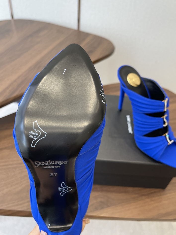 最高級サンローランスーパーコピー Saint Laurent サンダル エミリー ミュール サテンクレープ ブルー 2630577 サンローラン 靴 レディース - 画像 (5)