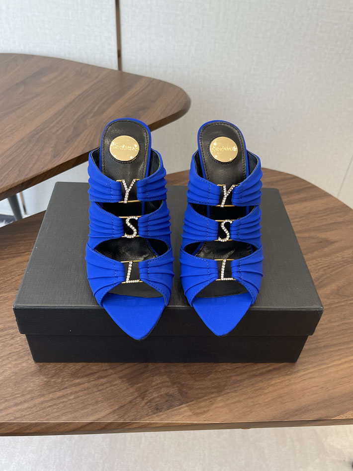 最高級サンローランスーパーコピー Saint Laurent サンダル エミリー ミュール サテンクレープ ブルー 2630577 サンローラン 靴 レディース - 画像 (4)