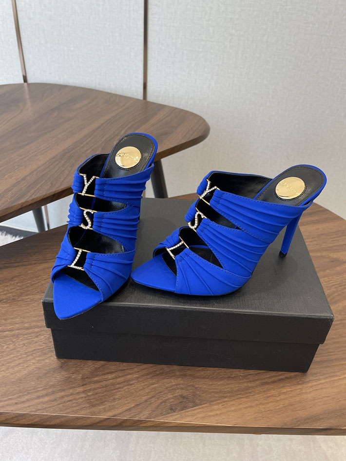 最高級サンローランスーパーコピー Saint Laurent サンダル エミリー ミュール サテンクレープ ブルー 2630577 サンローラン 靴 レディース - 画像 (2)