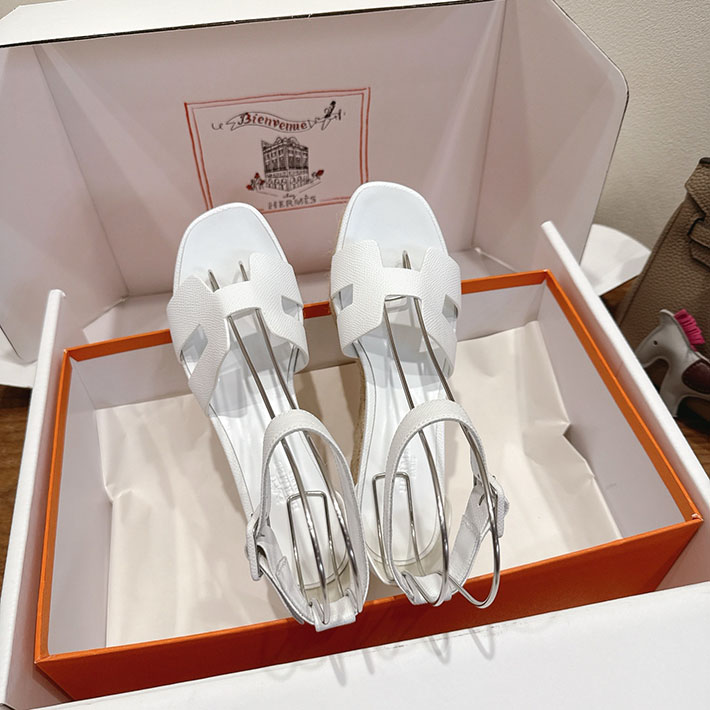 最高級エルメススーパーコピー HERMES エスパドリーユ エルダ 靴・シューズ ヒール ホワイト 2631578 HERMES 靴 サンダル - 画像 (9)