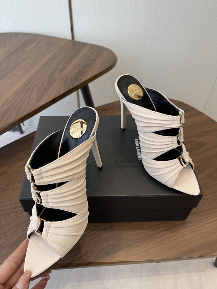 最高級サンローランスーパーコピー Saint Laurent サンダル エミリー ミュール サテンクレープ ホワイト 2630578 サンローラン 靴 アウトレット - 画像 (9)