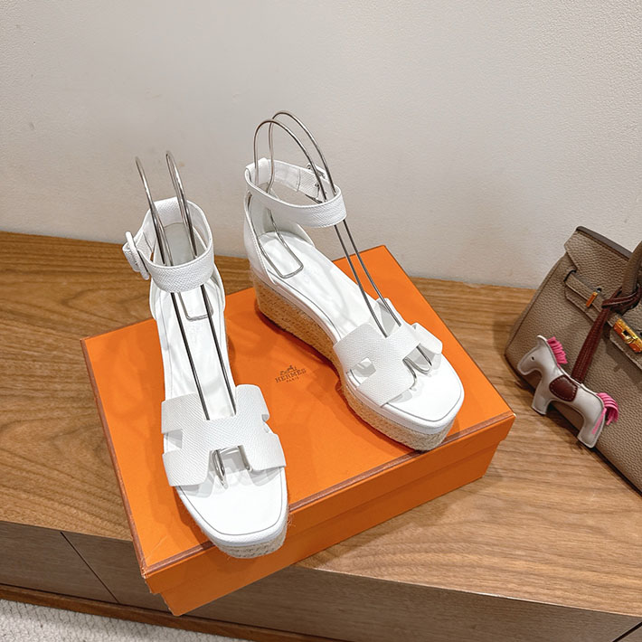 最高級エルメススーパーコピー HERMES エスパドリーユ エルダ 靴・シューズ ヒール ホワイト 2631578 HERMES 靴 サンダル - 画像 (6)