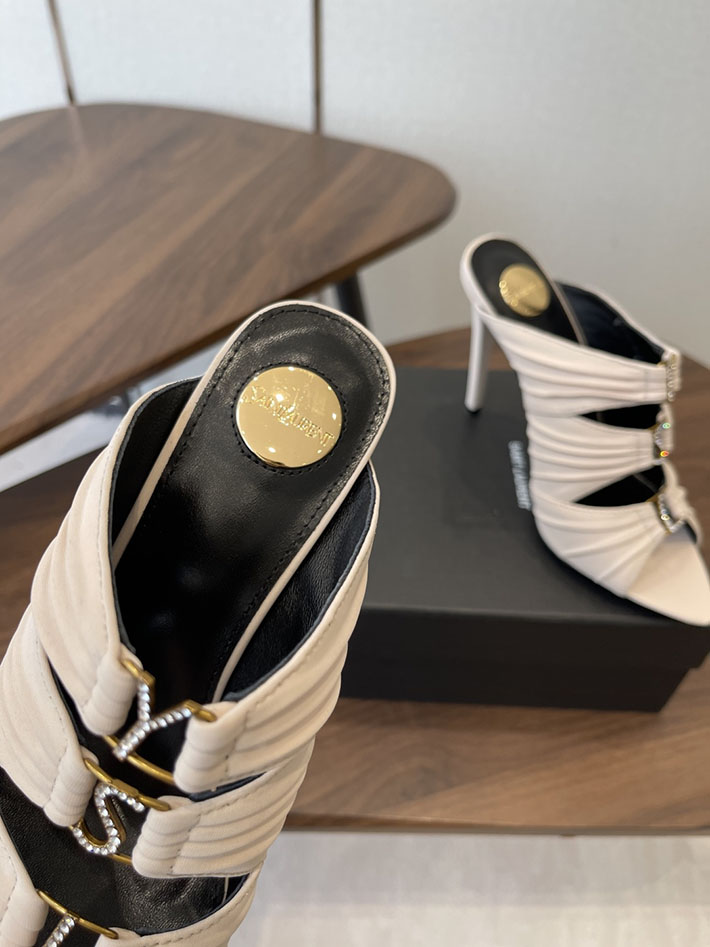 最高級サンローランスーパーコピー Saint Laurent サンダル エミリー ミュール サテンクレープ ホワイト 2630578 サンローラン 靴 アウトレット - 画像 (6)