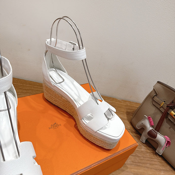 最高級エルメススーパーコピー HERMES エスパドリーユ エルダ 靴・シューズ ヒール ホワイト 2631578 HERMES 靴 サンダル - 画像 (5)